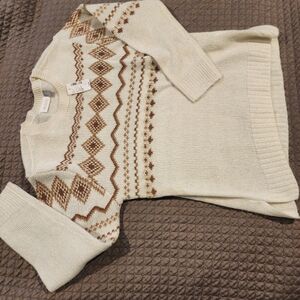 Place Cream and Brown Knit Sweater